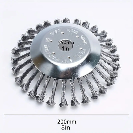 Brosse métallique désherbante pour débroussailleuse – Tête en acier torsadé anti-mousse pour allées et pavés