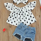 Haut bébé fille à pois avec bandeau assorti