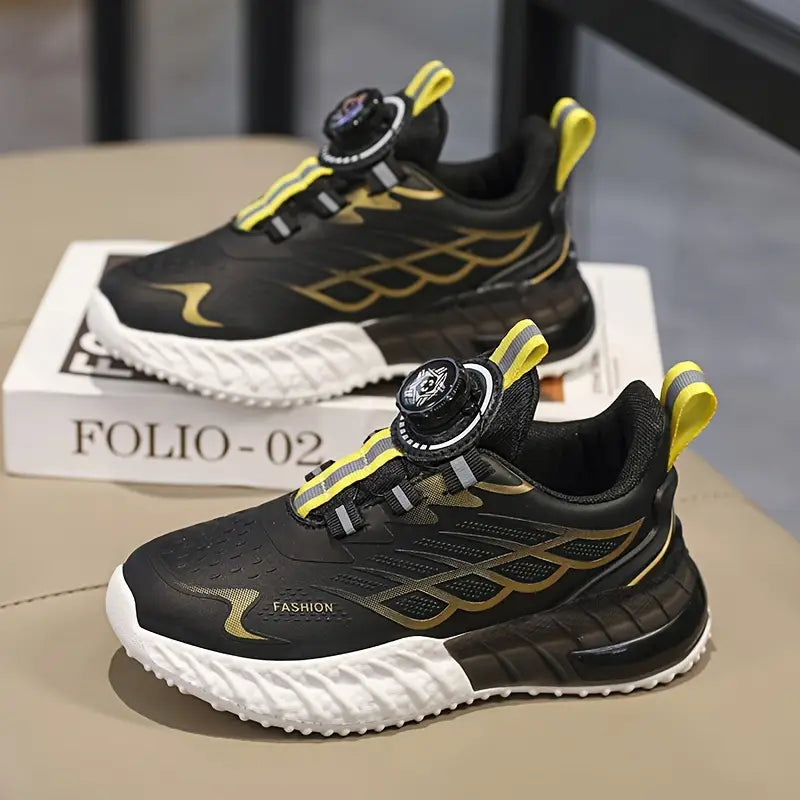 Chaussures de sport fille – Baskets running noires et bleu clair respirantes avec semelle amortissante