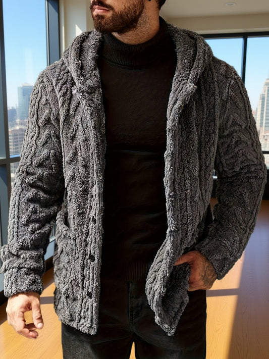 Veste à capuche décontractée de couleur unie pour homme grande taille