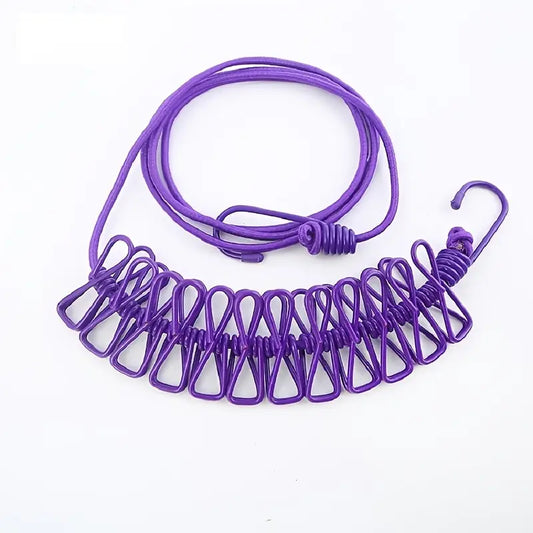 Corde à Linge de Voyage avec Pinces Intégrées – Étendoir Extensible Portable pour Intérieur et Extérieur