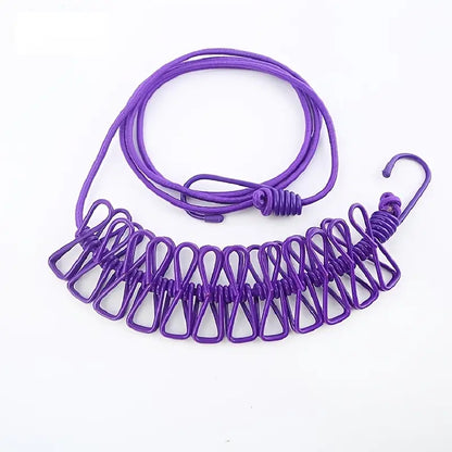 Corde à Linge de Voyage avec Pinces Intégrées, coloris Pourpre