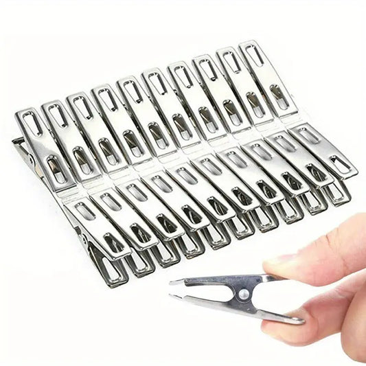 Pinces à Linge Métalliques Ultra-Résistantes – Lot de 20 Pinces Inox Antirouille pour Étendage Intérieur/Extérieur