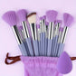 Pack de 12 Pinceaux Maquillage Professionnels – Brosse Teint, Yeux & Lèvres avec Étui Doux