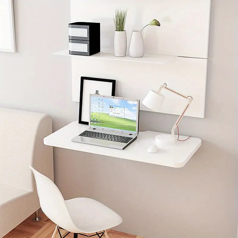 Bureau Mural Rabattable en Bois – Table Pliante Gain de Place pour Bureau ou Cuisine