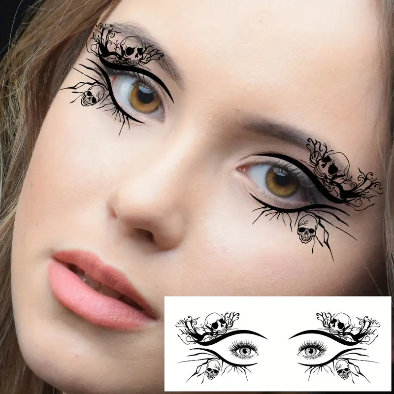 Tatouages Éphémères Halloween pour Yeux – Stickers Maquillage Artistique pour Déguisement et Fête