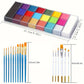 Palette Peinture Corporelle Artistique – 20 Couleurs Vives + 10 Pinceaux pour Maquillage Créatif