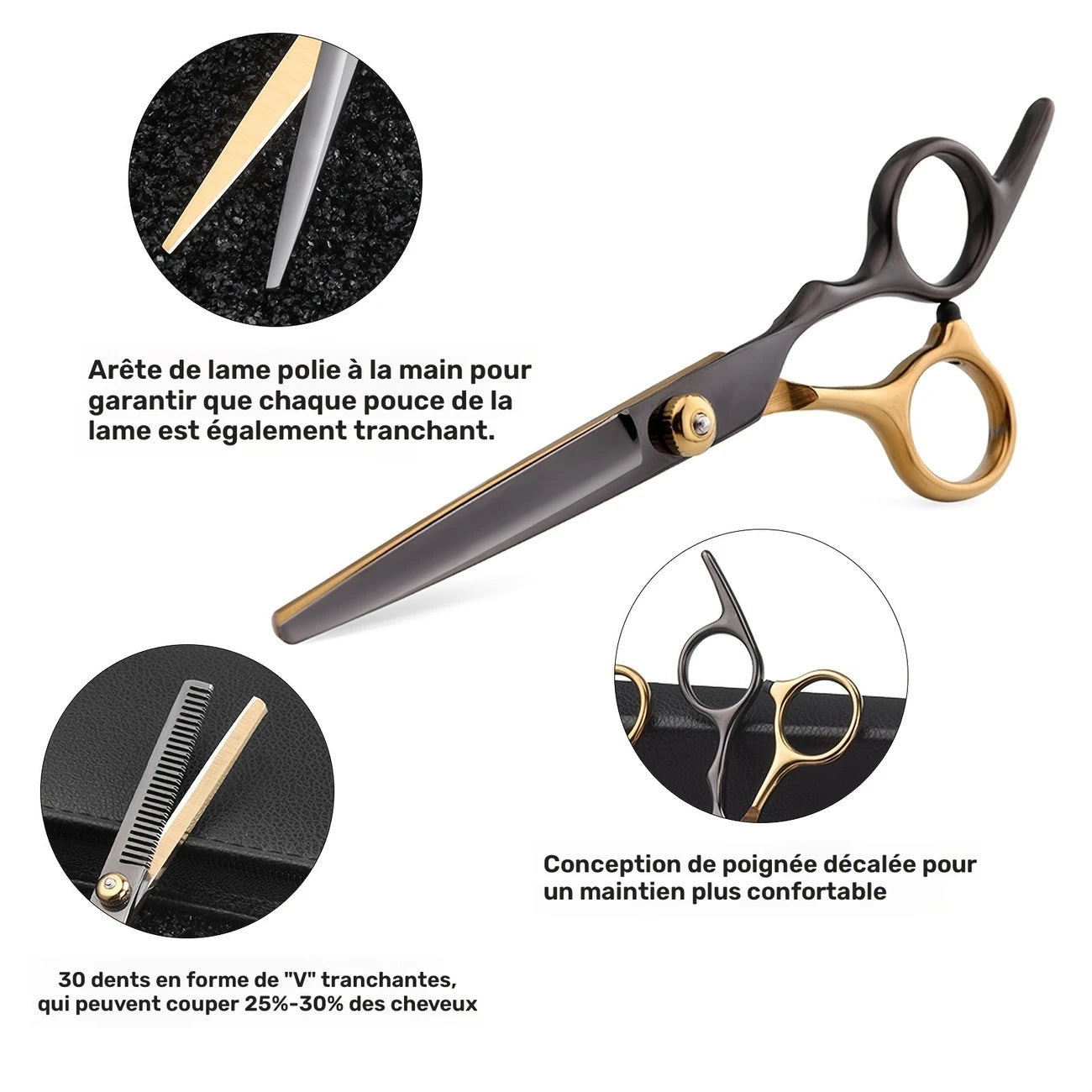 Kit de Coiffure Professionnel 8 pièces – Ciseaux Coiffure & Effilage, Peignes, Pinces et Étui Inclus