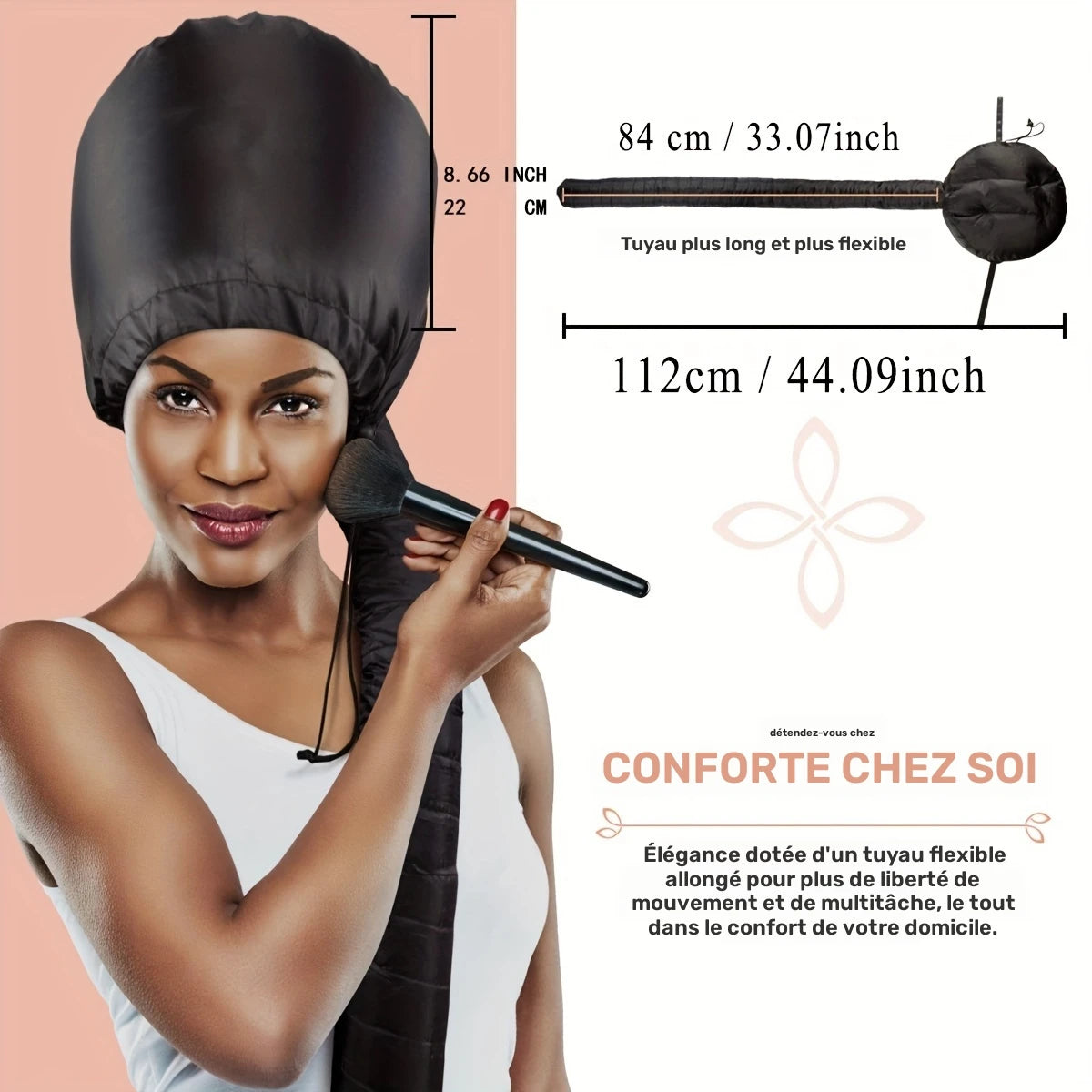 Bonnet Sèche-Cheveux à Air Chaud – Casque Souple Universel pour Soin, Boucles ou Mise en Plis