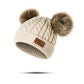Bonnet Tricot Bébé Fille avec Pompons Fourrure – Chapeaux et Casquettes Enfant Hiver Chaud & Doux