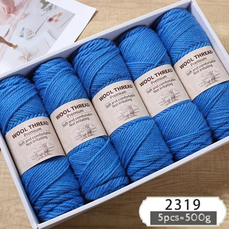 Lot de 5 Pelotes de Laine  Premium – Fil Doux et Confortable pour Tricot & Crochet (500g