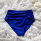 Bas de Bikini Femme Taille Haute Froncée – Effet Ventre Plat, Confort & Élégance