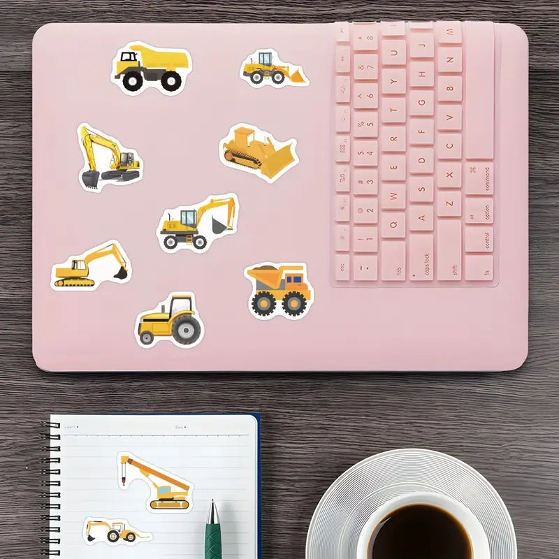 Stickers Engins de Chantier – Rouleau d’Autocollants pour Scrapbooking, Estampage et Décoration Créative