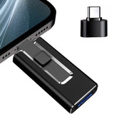 Clé USB 3 en 1 Multi-Interface (USB, Type-C, Lightning) – Stockage Portable pour iPhone, Android et Ordinateur, coloris Noir