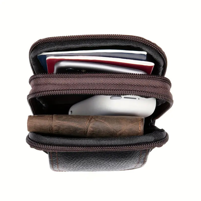 Sac Banane et Bandoulière Homme en Cuir – Compact, Léger et Élégant pour Téléphone et Accessoires
