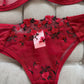 Ensemble Lingerie Sexy Femme en Dentelle Transparente – Soutien-Gorge à Armatures et Tanga Fleurs Brodées