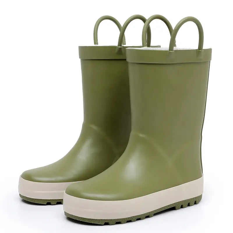 Bottes de pluie garçon bleu marine – Bottes imperméables avec poignées faciles à enfiler