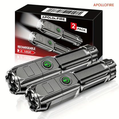Lampes Torches LED Rechargeables Puissance Ultra-Lumineuse – Lampe de Poche Compacte avec Bouton ON/OFF Vert, Idéale Camping, Urgence & Maison