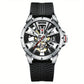 Montre homme automatique squelette – Design sport élégant avec cadran bleu et bracelet silicone blanc