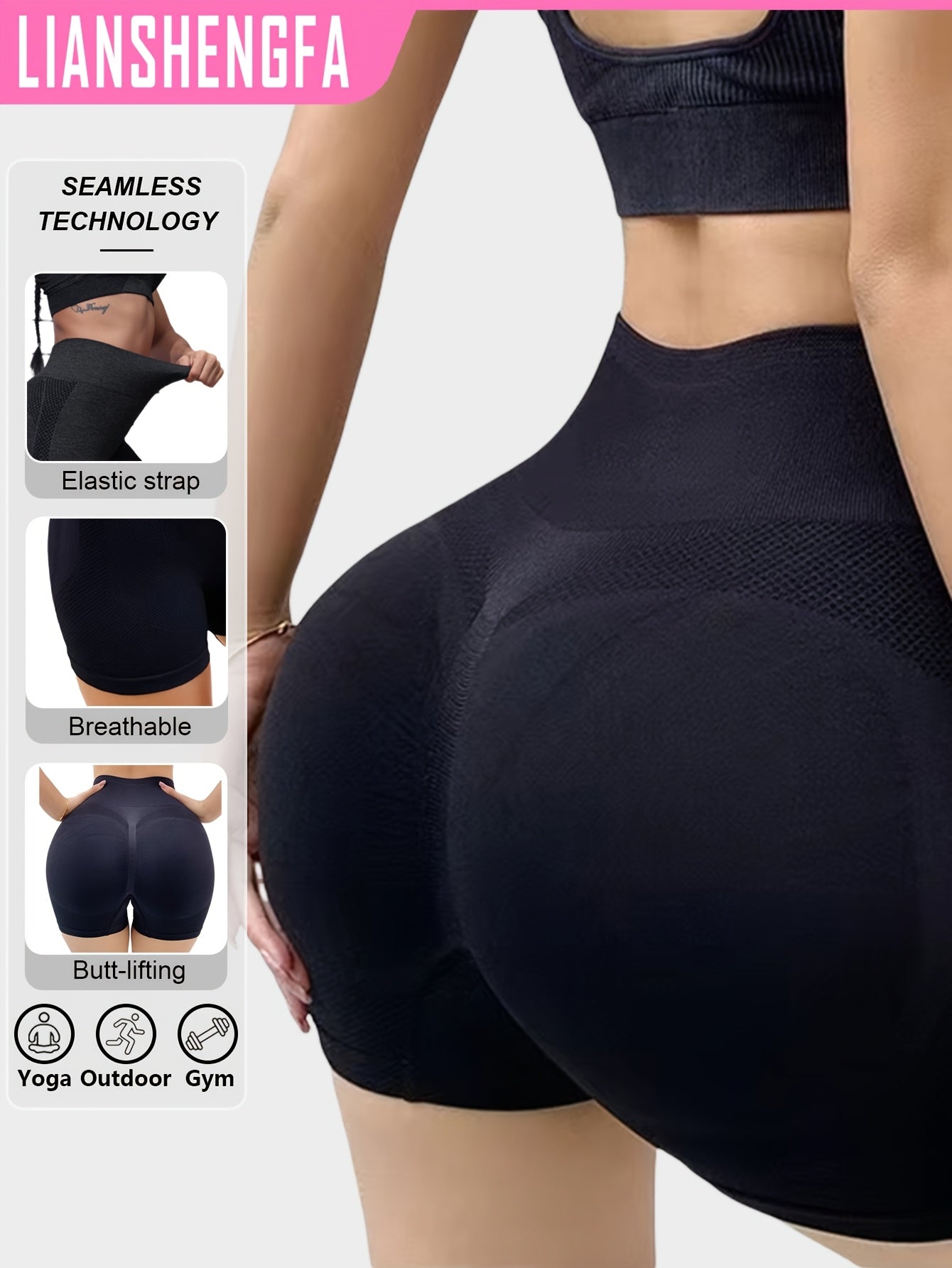 Leggings de Yoga Sans Couture Taille Haute Effet Remonte-Fesses