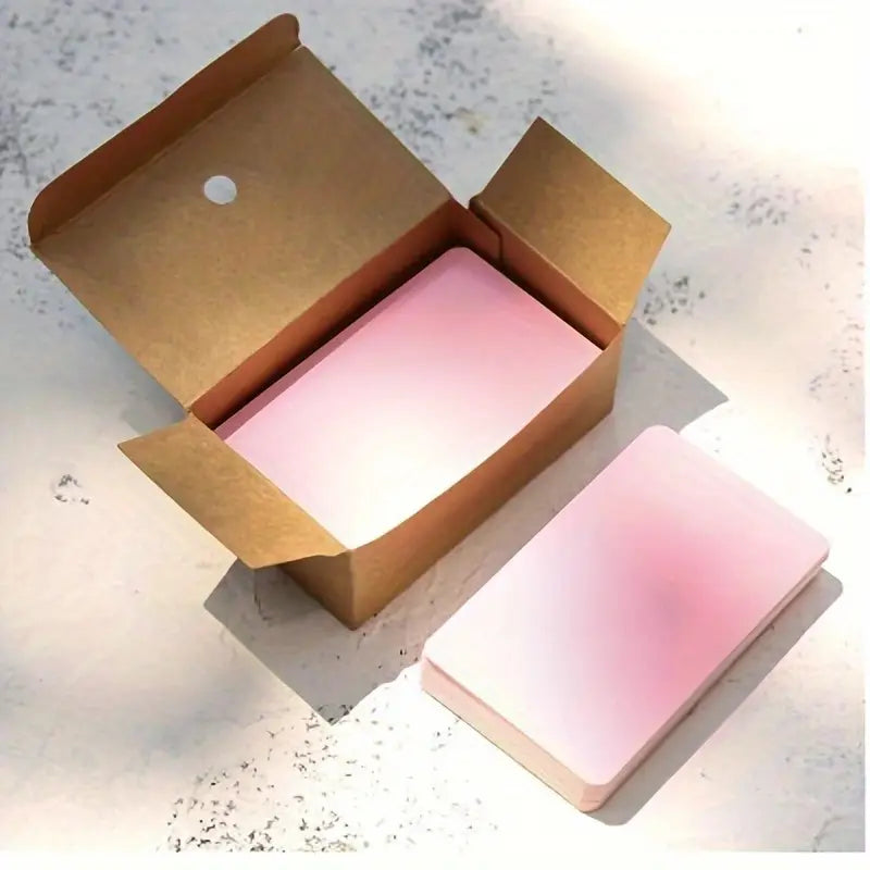 Cartes  Vierges avec Boîte Kraft – Mini Cartes de Vœux ou Message, Format Rectangulaire à Coins Arrondis