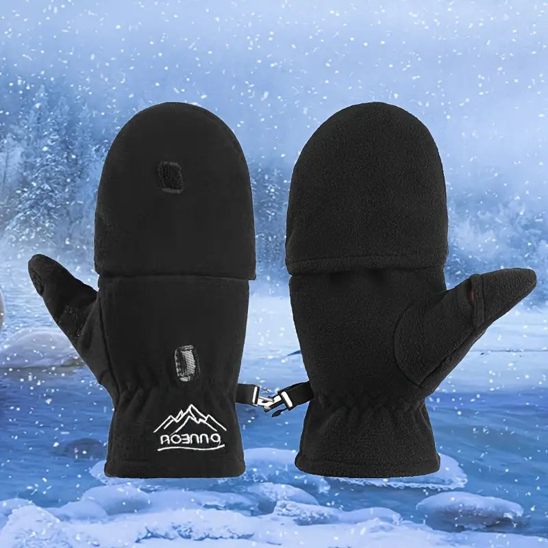 Moufles homme polaires chaudes d’hiver – Mitaines doublées anti-froid confortables