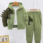 Ensemble Garçon Vert Dinosaure – Sweat à Capuche Zippé + Pantalon Jogging Confortable