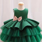 Robe Bébé Fille de Cérémonie Verte avec Nœud Pailleté – Tenue Élégante pour Fêtes et Mariage
