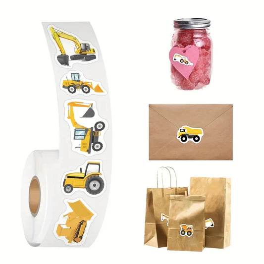 Stickers Engins de Chantier – Rouleau d’Autocollants pour Scrapbooking, Estampage et Décoration Créative