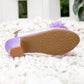 Ballerines fille à talon bas lilas avec fleur – Chaussures élégantes pour cérémonie et fête