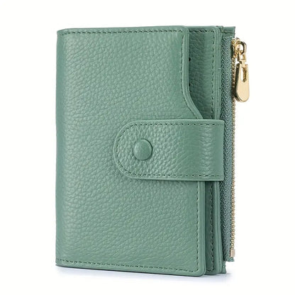 Portefeuille femme vert en cuir – Compact, élégant et pratique avec porte-cartes