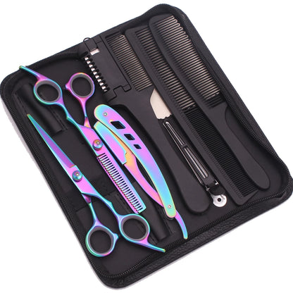 Kit de Coiffure Professionnel 10 Pièces – Ciseaux de Coupe, Rasoir, Peignes et Étui de Rangement