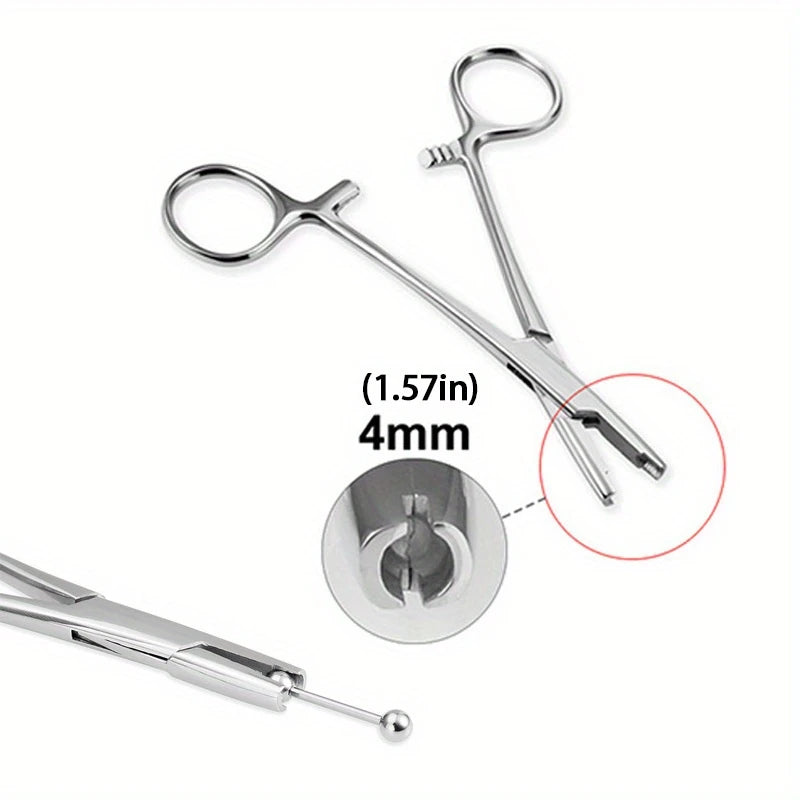 Pince Clamp à Billes 3, 4 et 5 mm pour Piercing – Outil de Précision en Acier Inoxydable pour Tatoueurs