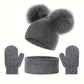 Ensemble Hiver Enfant – Bonnet Pompon Oreilles, coloris Gris