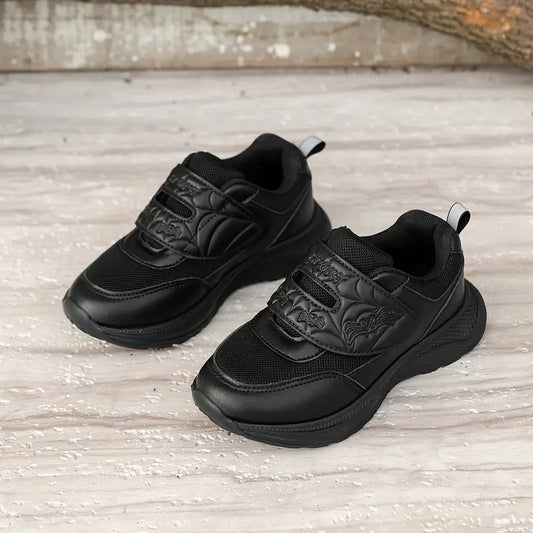 Chaussures sans lacets garçon noires – Mocassins confort à scratch motif chauve-souris