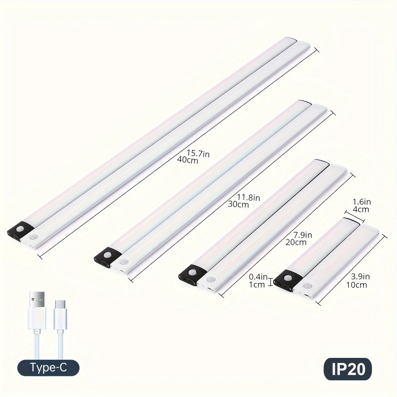 Barre LED 10/20/30/40/50 cm avec Détecteur de Mouvement – Éclairage Intérieur Intelligent 3 Couleurs pour Cuisine, Dressing et Maison Connectée