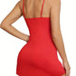 Nuisette Sexy Femme avec Dentelle Contrastée – Lingerie de Nuit Glamour à Bretelles Fines et Fente Séduisante