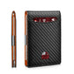 Portefeuille homme cuir noir et orange – Design moderne avec pince à billets et porte-cartes