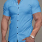 Chemise élégante et décontractée à manches courtes, coloris Bleu ciel
