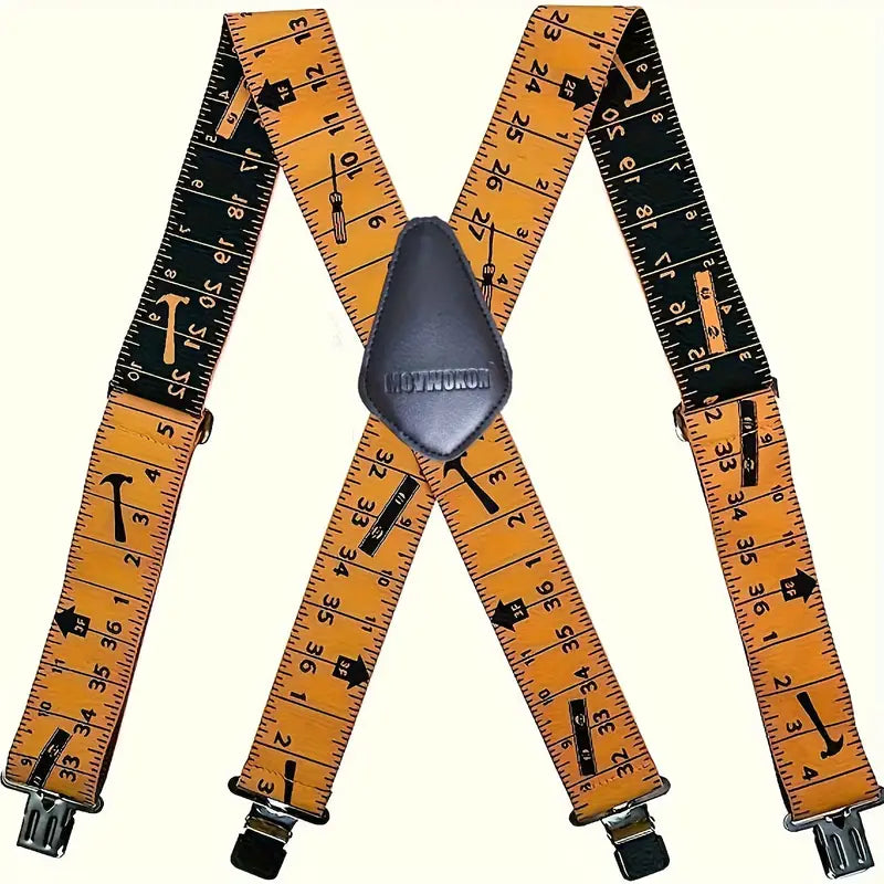 Bretelles homme motif mètre ruban – Accessoire original ajustable à pinces, style rétro et fantaisie