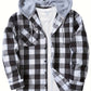 Chemise à carreaux avec capuche, coloris Blanc