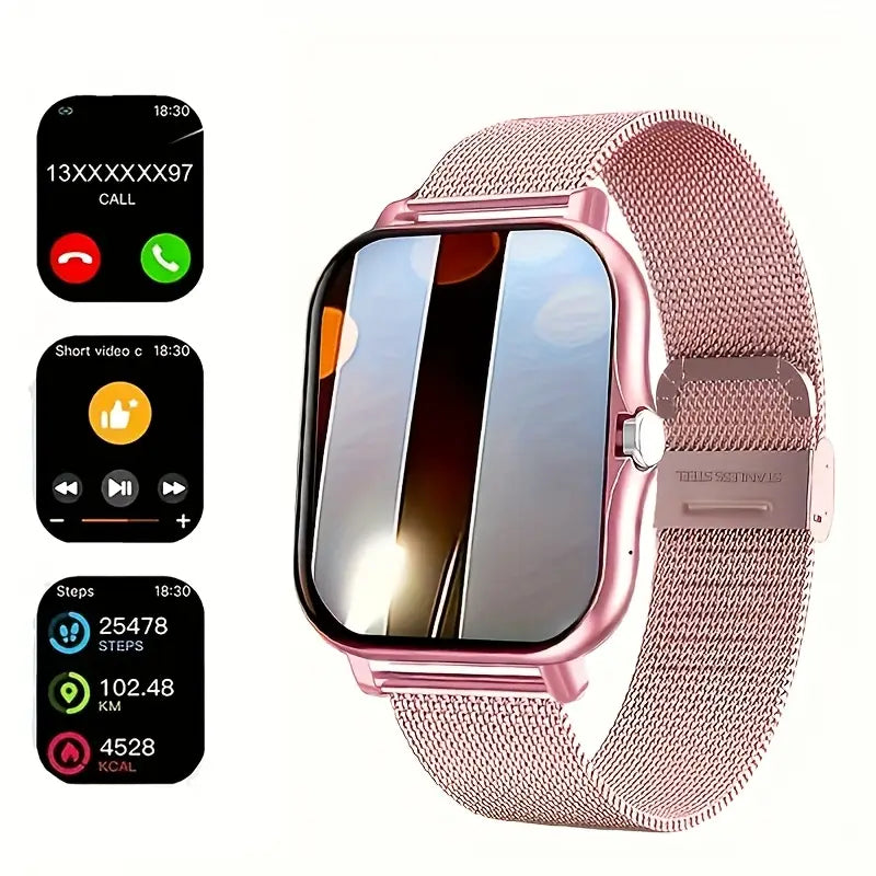 Montre connectée femme élégante – Écran tactile HD et bracelet en acier inoxydable