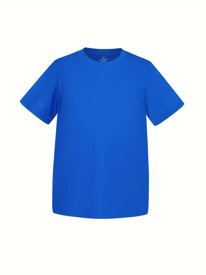 T-shirt basique garçon bleu – Haut coton uni confortable et tendance