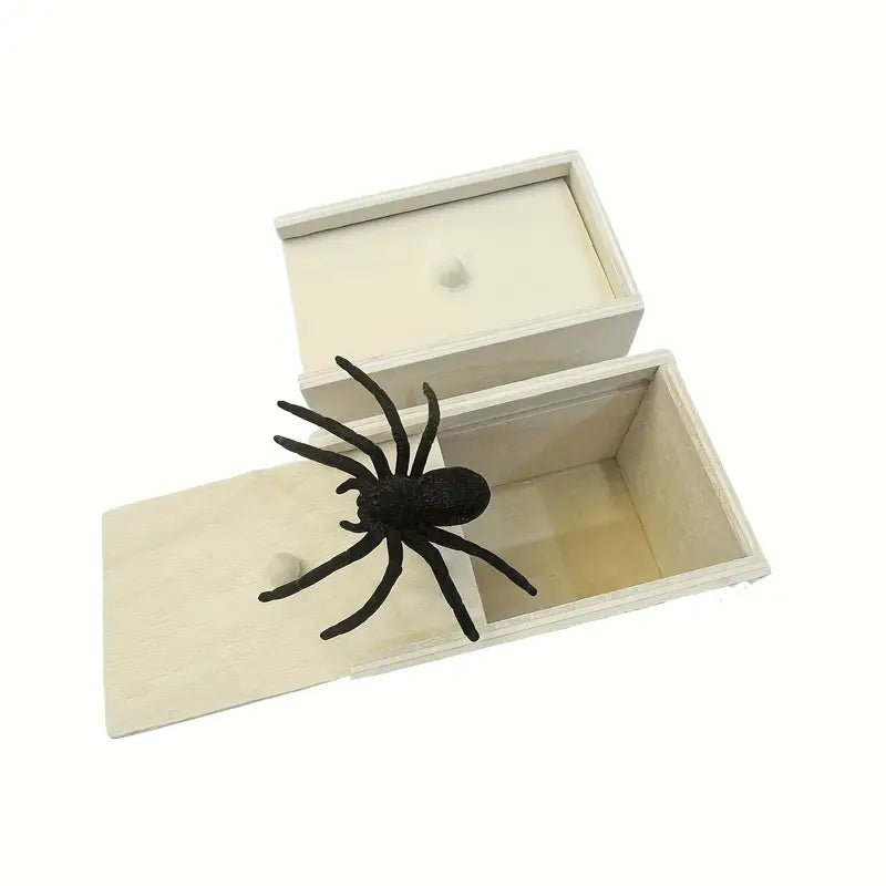 Boîte surprise araignée réaliste en bois – Jouet fantaisie pour farces et blagues effrayantes