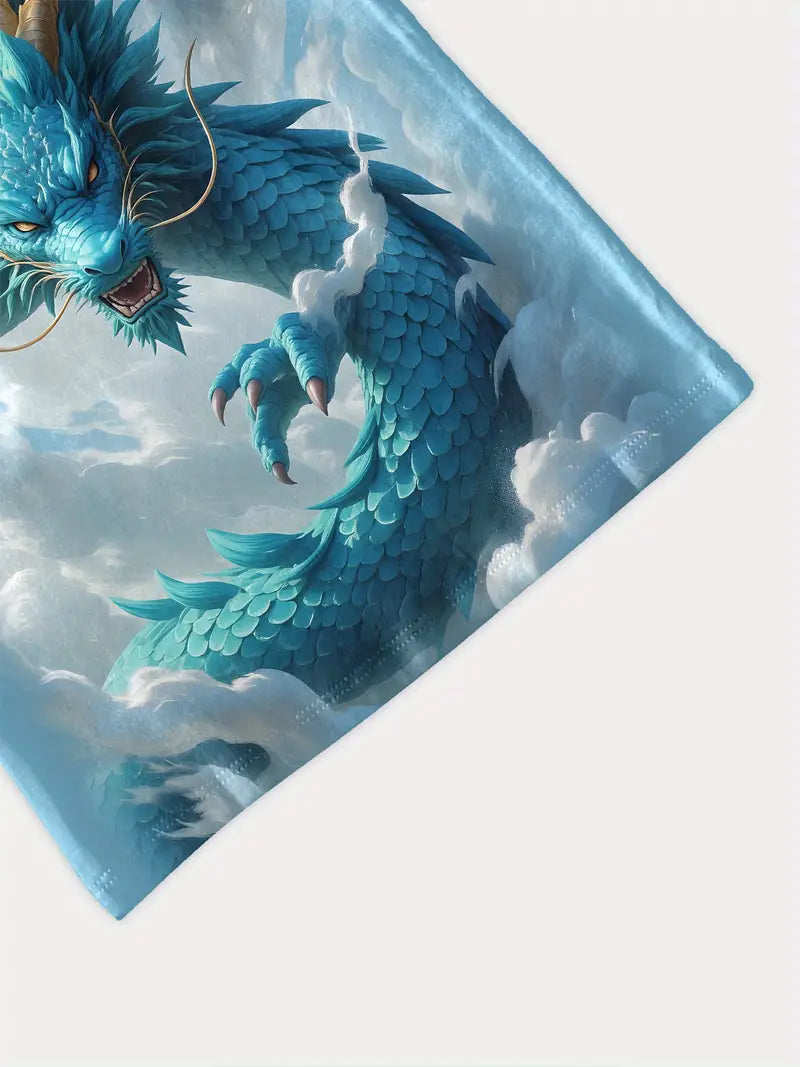 T-shirt Garçon Fantaisie Dragon Bleu – Motif 3D Écailles et Nuages