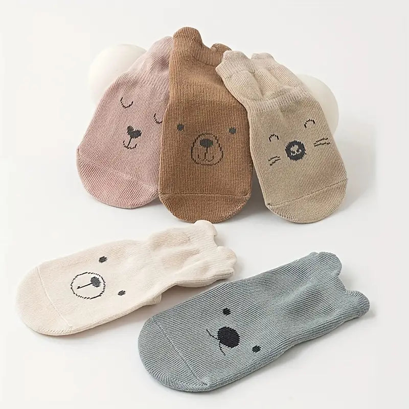 Chaussettes antidérapantes bébé – Bas doux avec oreilles et motifs animaux, confort et sécurité pour premiers pas