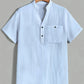 Chemise Homme Col Mao Décontractée – Manches Courtes Boutonnée, Style Estival Chic