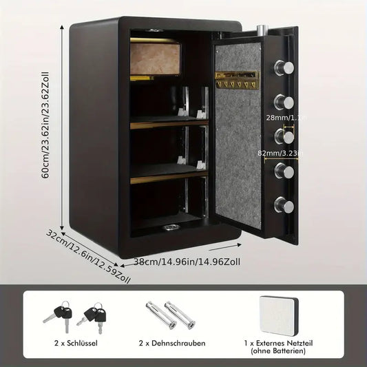 Coffre-fort Électronique avec Code et Clé – Sécurité Renforcée Anti-effraction pour Documents, Bijoux et Argent