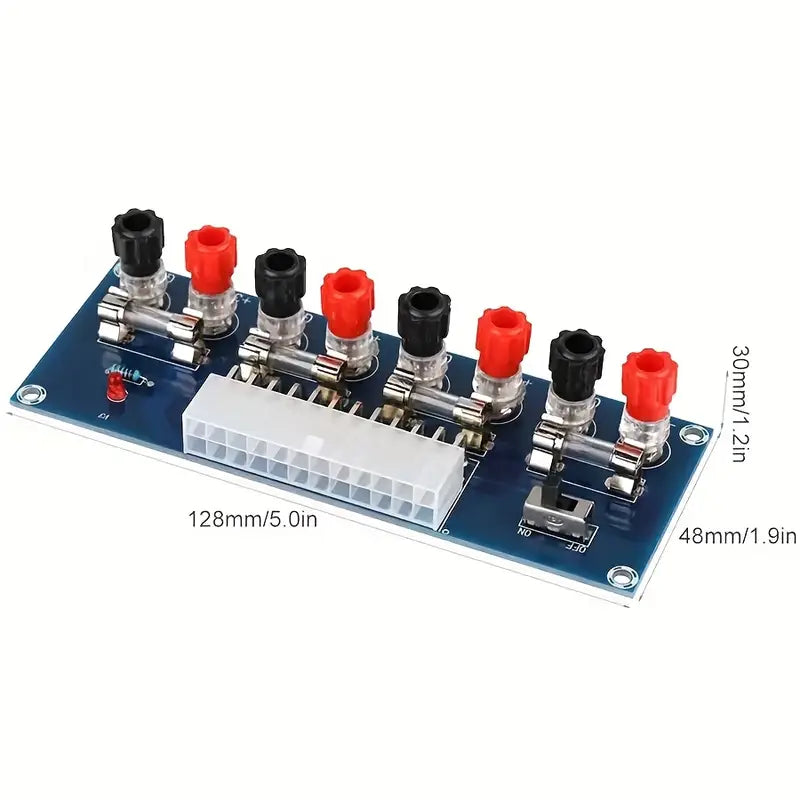 Carte d’Alimentation ATX vers Banc d’Essai – Module Adaptateur PSU avec Bornes de Sortie et Fusibles de Protection