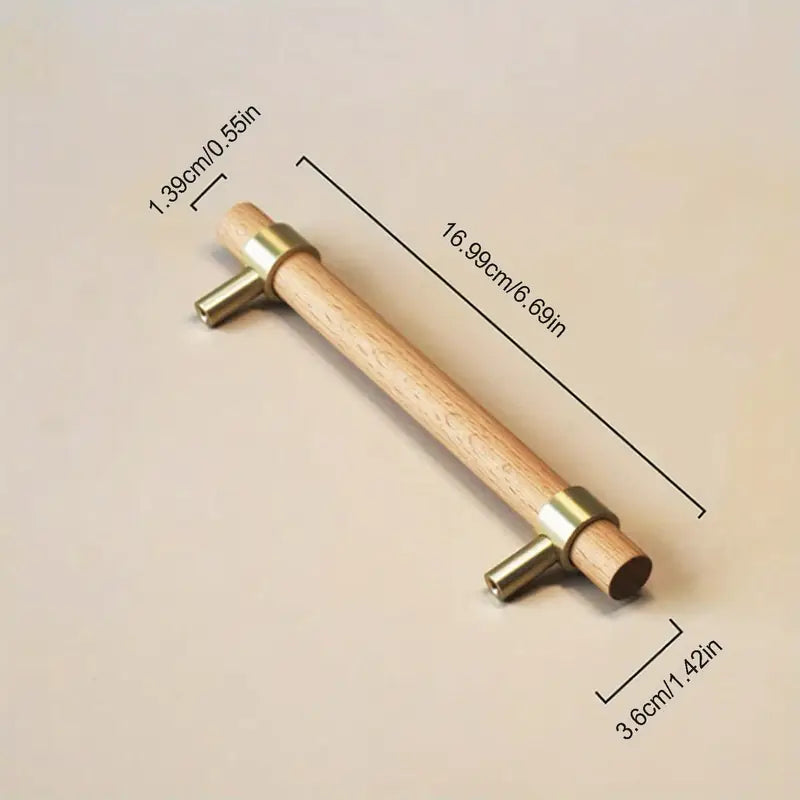 Poignée de Tirage en Bois et Métal 28 cm – Accessoire de Meuble et Porte pour Prise en Main Ergonomique